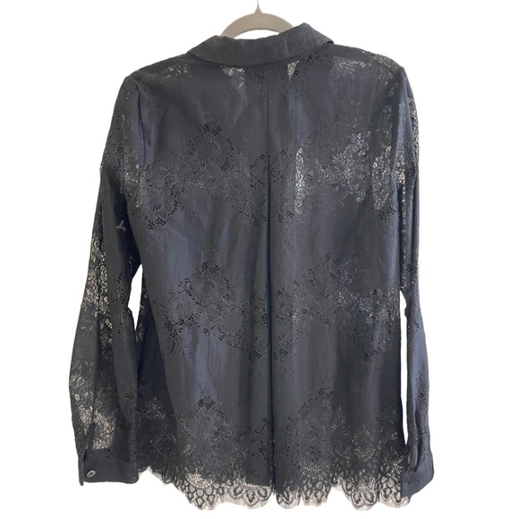 Cabi St. Regis Blouse – Sheer Black Lace Button-Up, Size M - Picture 4 of 5
